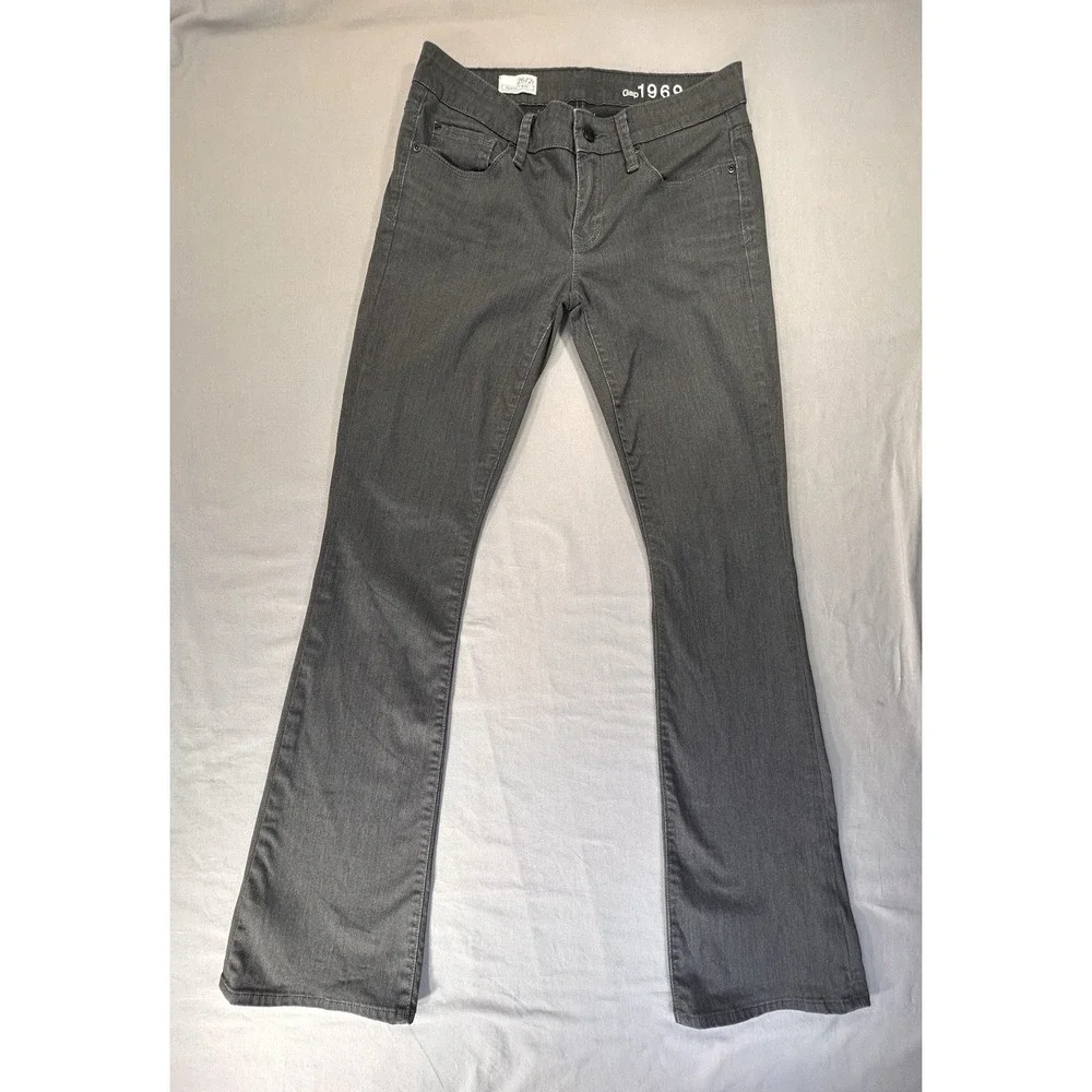 Gap 1969 Perfect Boot 26/2r Gray Jeans Pants‎ With Wear On Hem Western